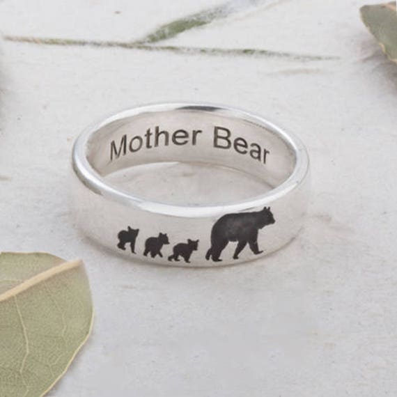 Mutter Bär Lasergravierter Ring von OtterlyYoursDesigns
