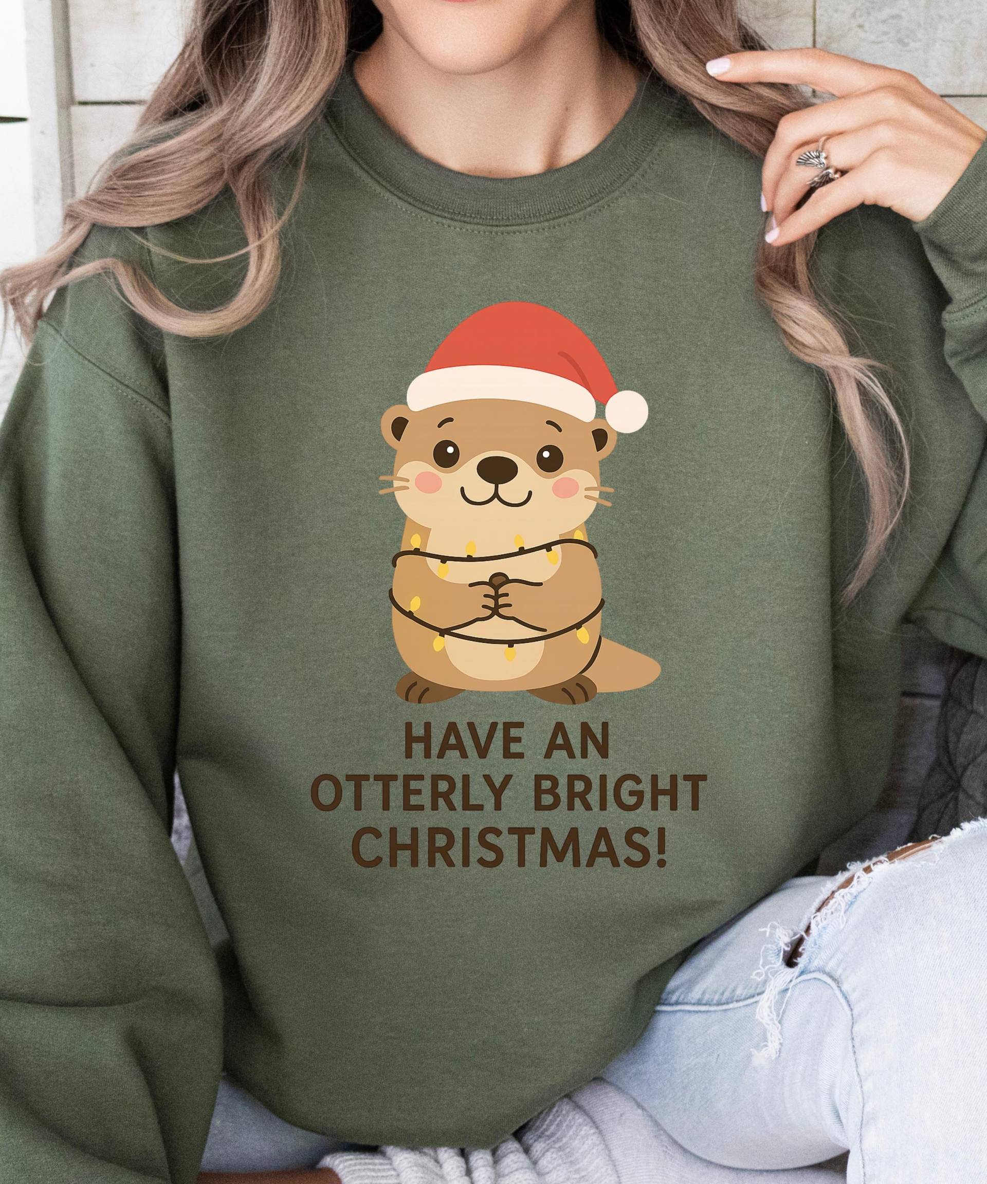 Niedliches Otter-Weihnachts-Sweatshirt - Lustiges Urlaub-Wortspiel-Shirt "Have An Otterly Bright Christmas' Perfektes Weihnachtsgeschenk Für von Ottertree