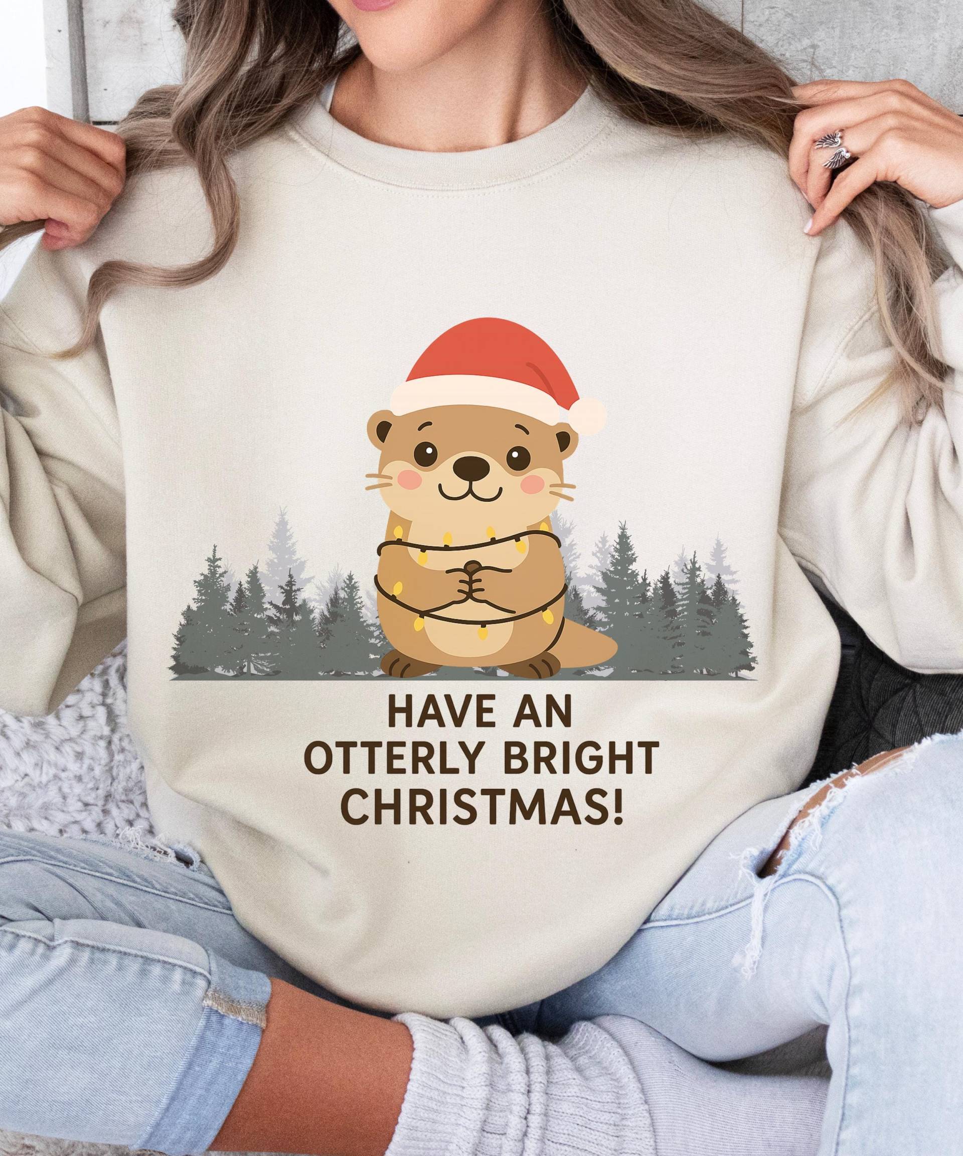 Otter Weihnachten Sweatshirt Lustiges Tier T-Shirt Geschenk von Ottertree