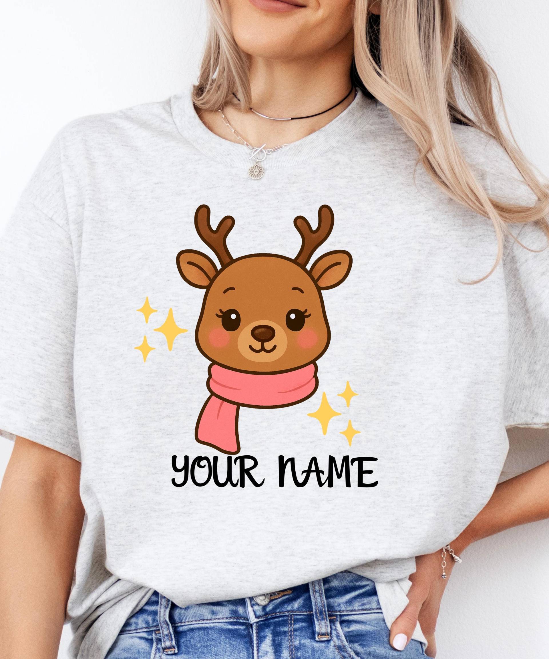 Personalisierte Rentier-T-Shirt Weihnachtsgeschenk, Kinder & Erwachsene von Ottertree