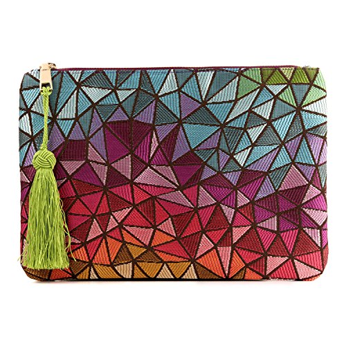 Otto Angelino Damen Otto95 Clutch, Buntes Mosaik, Einheitsgröße EU von Otto Angelino