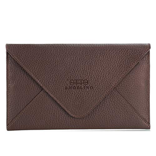 Otto Angelino Schlanke Geldbörsen-Clutch aus echtem Leder – Mehrere Fächer für Geld, Ausweis, Karten, Smartphone, RFID-Blockierung – Unisex von Otto Angelino