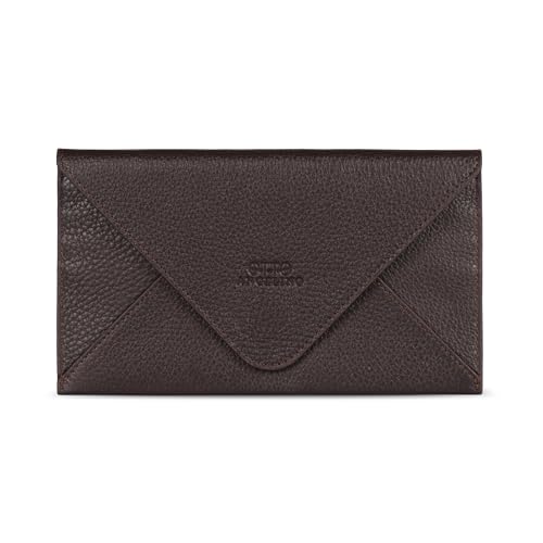 Otto Angelino Schlanke Geldbörsen-Clutch aus echtem Leder – Mehrere Fächer für Geld, Ausweis, Karten, Smartphone, RFID-Blockierung – Unisex von Otto Angelino