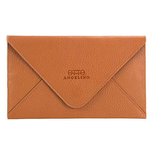 Otto Angelino Schlanke Geldbörsen-Clutch aus echtem Leder – Mehrere Fächer für Geld, Ausweis, Karten, Smartphone, RFID-Blockierung – Unisex von Otto Angelino