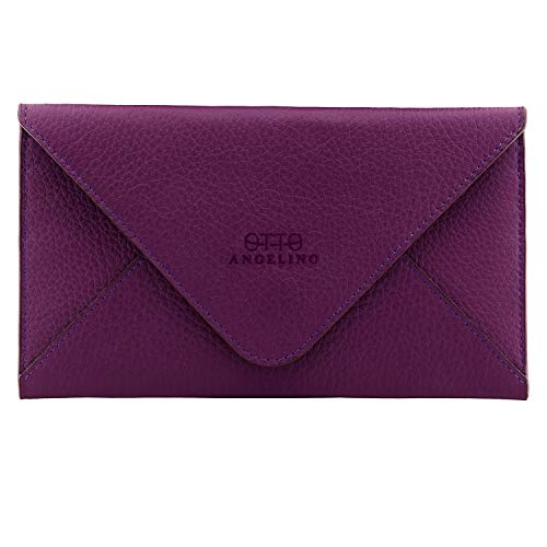 Otto Angelino Schlanke Geldbörsen-Clutch aus echtem Leder – Mehrere Fächer für Geld, Ausweis, Karten, Smartphone, RFID-Blockierung – Unisex von Otto Angelino