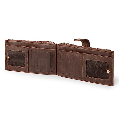 Otto Angelino Genuine Leather 2 Compartment Bifold Wallet with Phone Compatible Slots - RFID Blocking (Dunkelbraun) von Otto Angelino