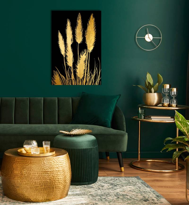 OTTO home Acrylglasbild "Pampas Gras - Acrylbilder mit Blattgold veredelt" Gemälde  Kunst  Pflanzen 1 Stk. tlg. Goldveredelung, Handgearbeitet, Gerahmt, Edel von Otto Home