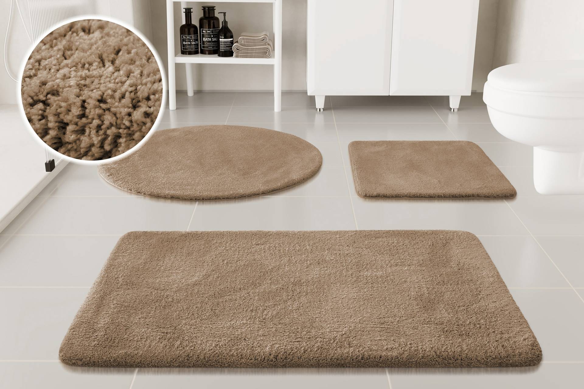 OTTO home Badematte "Neele" Höhe 20 mm rutschhemmend beschichtet schnell trocknend Badteppich, getuftet, modern, Uni, antirutsch, flauschig, Hochflor von Otto Home