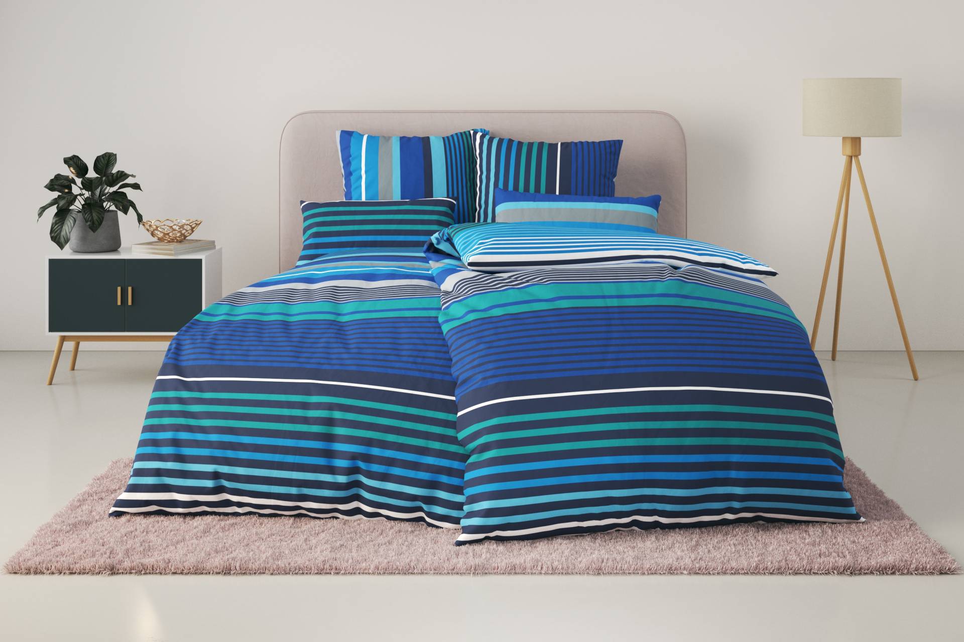 OTTO home Bettwäsche "Elvea" 2 Stk. tlg. in Gr. 135x200 oder 155x220 cm, 100% Baumwolle, Streifen von Otto Home