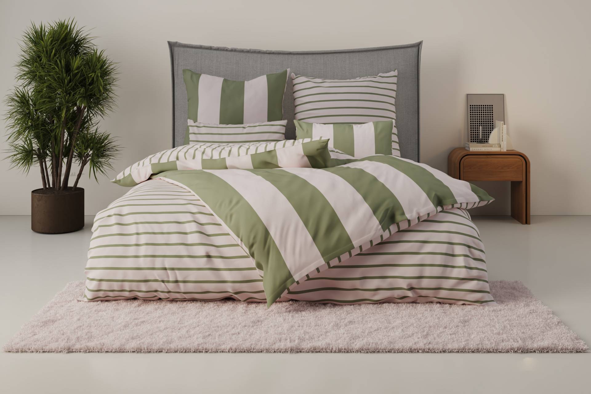 OTTO home Bettwäsche "Sari Trend" 2 Stk. tlg. moderne Bettwäsche mit Streifen, frische Farben, ab Größe 135x200 cm von Otto Home