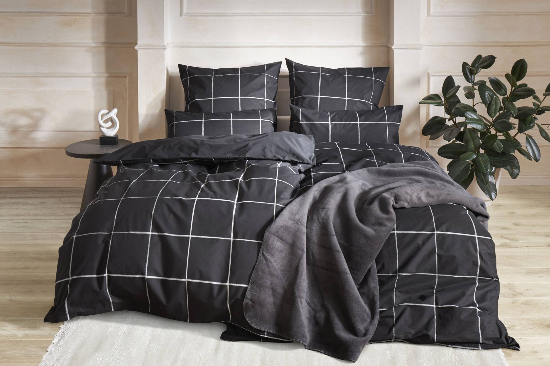 OTTO home Wendebettwäsche "Nature in Gr. 135x200 oder 155x220 cm" 2 Stk. tlg. Bettwäsche in unregelmäßigem Karo-Muster von Otto Home