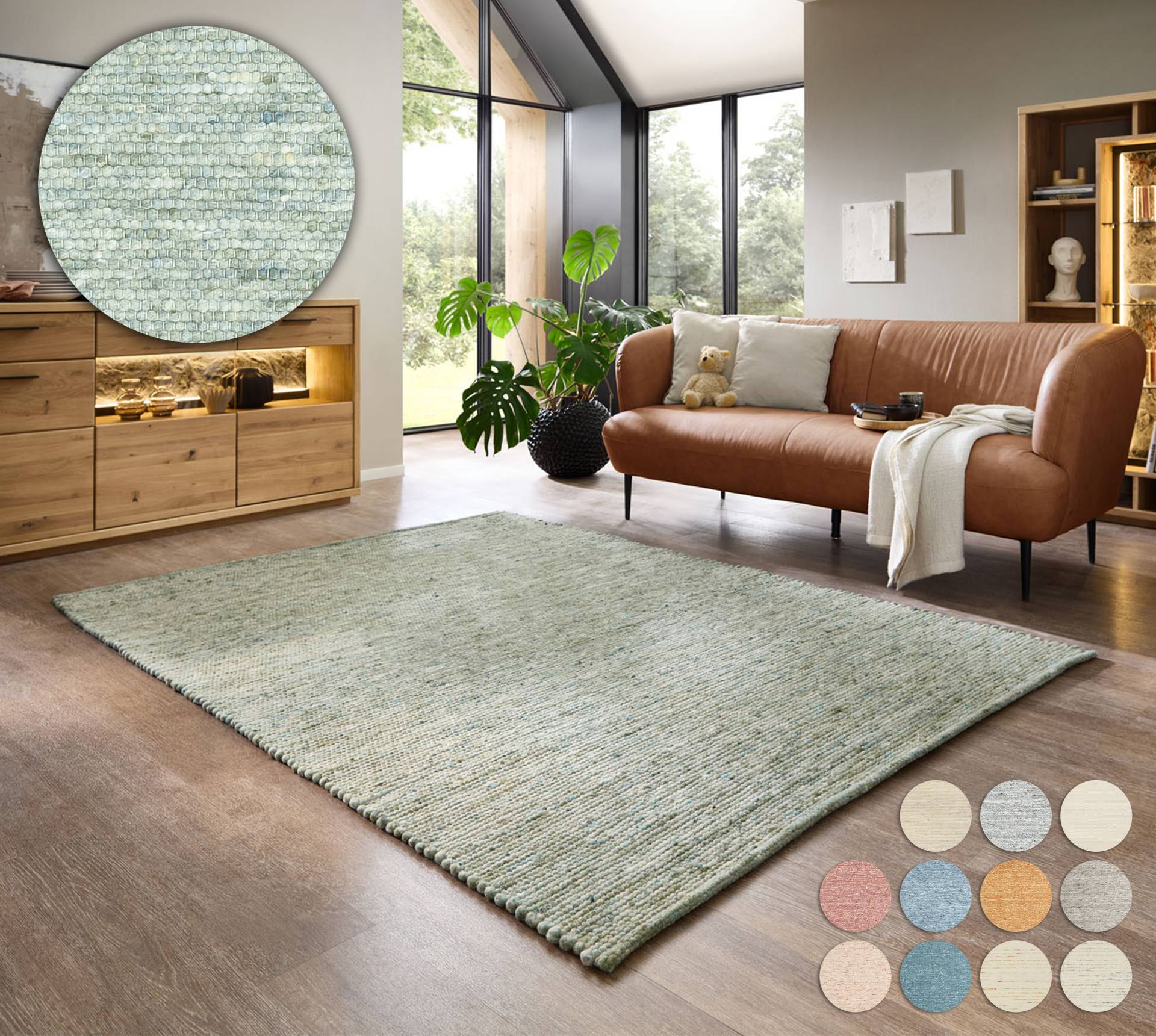 OTTO home Wollteppich "Pirker" rechteckig 12 mm Höhe Wendeteppich, meliert, reine Wolle, handgewebt, Scandi, Wohnzimmer von Otto Home