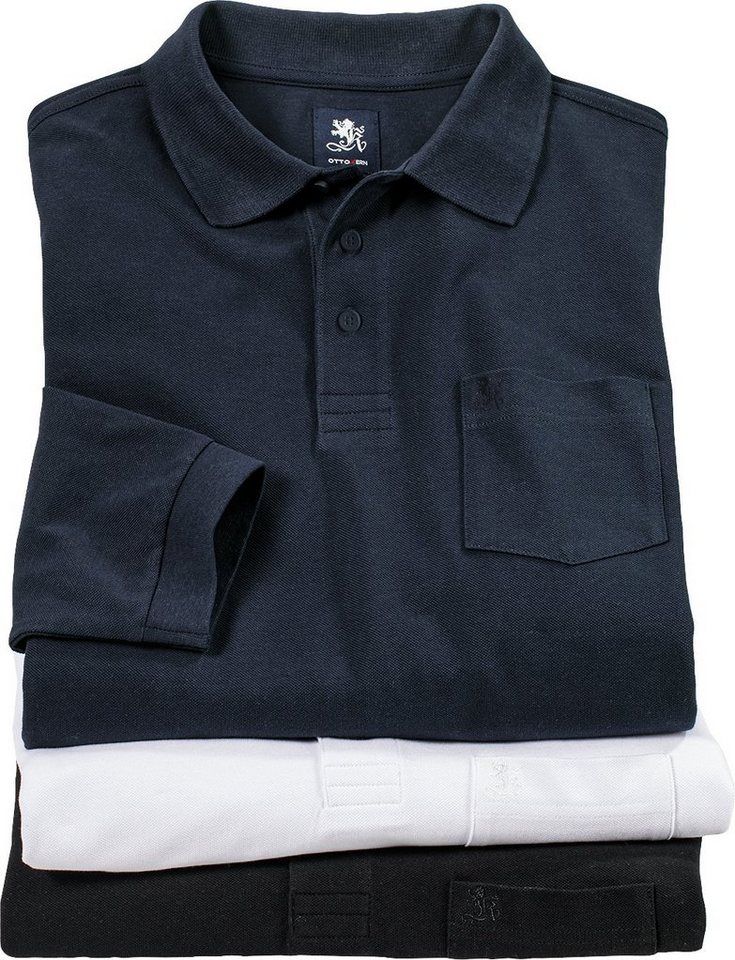 Otto Kern Langarm-Poloshirt (Packung, 3er-Pack) aus Baumwolle von Otto Kern