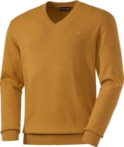 Otto Kern Pullover Herren mit V-Ausschnitt, Strickpullover aus 100% Baumwolle, Bequemes Sweatshirt in Regular-Fit Passform, Gelb, Gr. M von Otto Kern