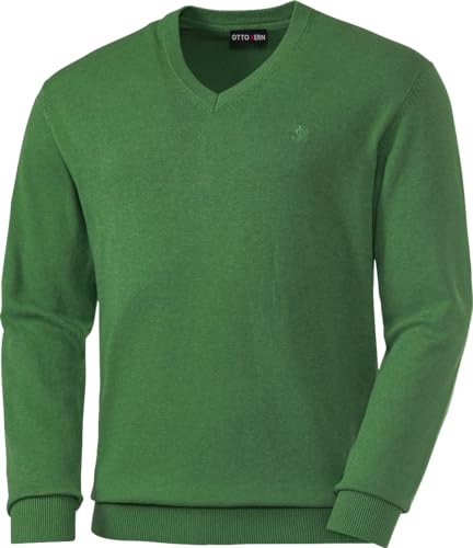 Otto Kern Pullover Herren mit V-Ausschnitt, Strickpullover aus 100% Baumwolle, Bequemes Sweatshirt in Regular-Fit Passform, Grün, Gr. XL von Otto Kern