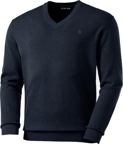 Otto Kern Pullover Herren mit V-Ausschnitt, Strickpullover aus 100% Baumwolle, Bequemes Sweatshirt in Regular-Fit Passform, Marine, Gr. 3XL von Otto Kern