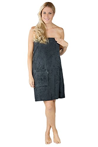 Otto-Werner Damen Sauna Kilt Saunakilt mit Tasche Schlingenfest 9534T anthrazit (243) von Otto-Werner