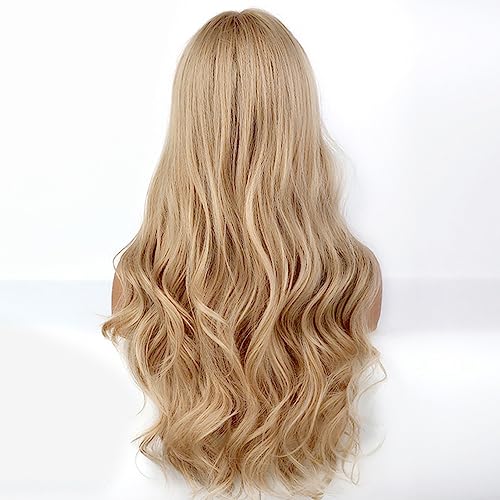 Ordentliche Fransen-Perücke Mit Langem Lockigem Haar, 71 Cm, 28 Zoll, Blond, Hochtemperatur-Synthetik-Perücken, Weiche, Bauschige, Verstellbare Kopfbedeckung Für Frauen Und Mädchen, Party, Halloween von Otufan