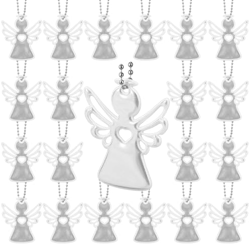 Otuuz 20 Stück Reflektierende Engel Schlüsselanhänger Schutzengel Anhänger Kinder Reflektor Anhänger Reflektierenden Sicherheitsetiketten für Rucksäcke Handtasche Deko Gehen Laufen Mitgebsel von Otuuz