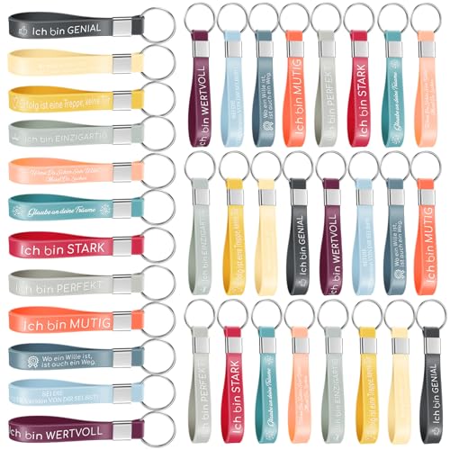 Otuuz 24 Stück Inspirierende Schlüsselanhänger auf Deutsch Silikon Schlüsselanhänger mit Inspirierenden Sprüchen Ermutigung Dankeschön Geschenk für Mitarbeiter Kollegen Jugendliche Lehrer von Otuuz