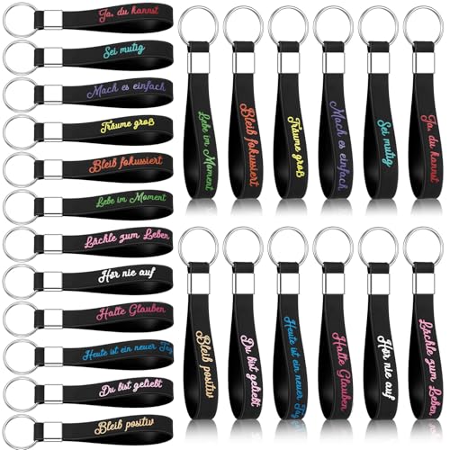 Otuuz 24 Stück Inspirierende Schlüsselanhänger auf Deutsch Silikon Schlüsselanhänger mit Inspirierenden Sprüchen Ermutigung Dankeschön Geschenk für Mitarbeiter Kollegen Lehrer(Schwarz) von Otuuz
