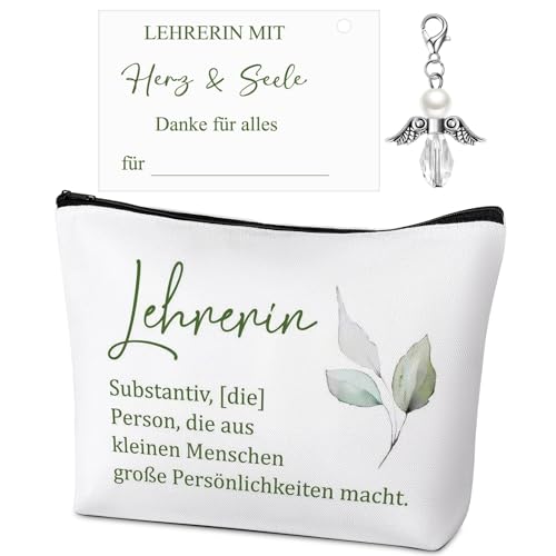 Otuuz 3 Stück Dankesgeschenk Lehrerin Make-Up Tasche Dankeskarte Schutzengel Schlüsselanhänger Dankeschön Geschenk Lehrerin Abschiedsgeschenk für Erzieher Erzieherin Lehrer Kindergarten(Sinnvoller Sti von Otuuz