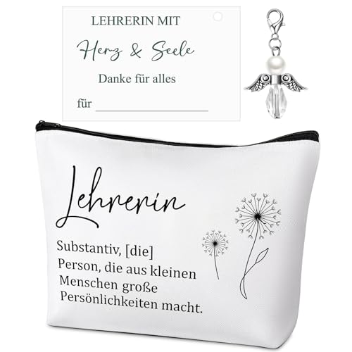 Otuuz 3 Stück Dankesgeschenk Lehrerin Make-Up Tasche Dankeskarte Schutzengel Schlüsselanhänger Dankeschön Geschenk Lehrerin Abschiedsgeschenk für Erzieher Erzieherin Lehrer Kindergarten(Löwenzahn) von Otuuz