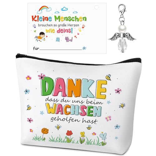 Otuuz 3 Stück Dankesgeschenk Lehrerin Make-Up Tasche Dankeskarte Schutzengel Schlüsselanhänger Dankeschön Geschenk Lehrerin Abschiedsgeschenk für Erzieher Erzieherin Lehrer Kindergarten(Schöner Stil) von Otuuz