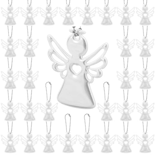 Otuuz 30 Stück Reflektierender Schutzengel Schlüsselanhänger Anhänger Schutzengel Geschenke Schüler Reflektor Anhänger Reflektierenden Sicherheitsetiketten für Rucksäcke Mitgebsel Mitbringsel von Otuuz