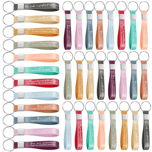 Otuuz 36 Mitarbeiter Dankeschön Geschenke Gummi Silikon Schlüsselanhänger mit Inspirierender Schrift Kollegen Danke Schlüsselanhänger Abschluss Geschenk für Schule Lehrer Krankenschwester Freiwillige von Otuuz