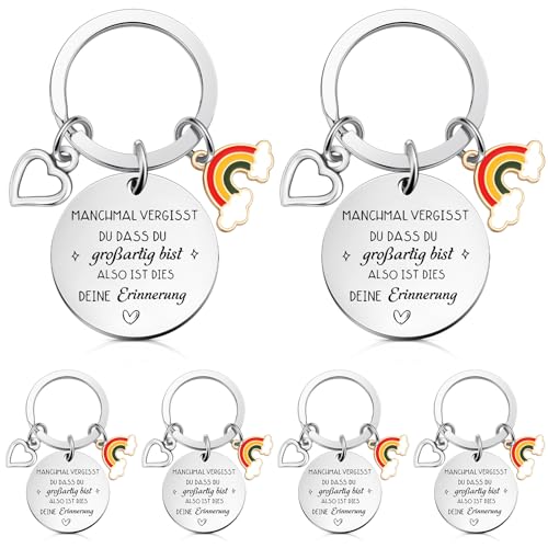 Otuuz 6 Set Dankeschön Geschenk Schlüsselanhänger Geschenkbox Manchmal Vergisst du Dass du Grossartig Bist Motivations Geschenke Abschiedsgeschenk für Kollegen Lehrer Frauen Erzieherin(Regenbogen) von Otuuz