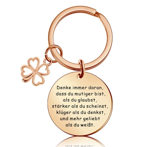 Otuuz Glücksbringer Schlüsselanhänger Motivationsgeschenke Mutmacher Geschenk Schlüsselanhänger Aufmunterung Geschenke für Freundin Freund Kollegen Kollegin zum Geburtstag (Rosegold) von Otuuz