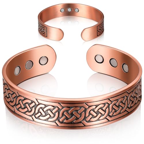 Otuuz Magnetisches Kupfer Armband für Männer und Frauen Reines Kupferarmband Axt Energiearmband mit 9 Magneten Verstellbare Größe für Weihnachten Kommunionen Geburtstagen Geschenke(Bronze) von Otuuz