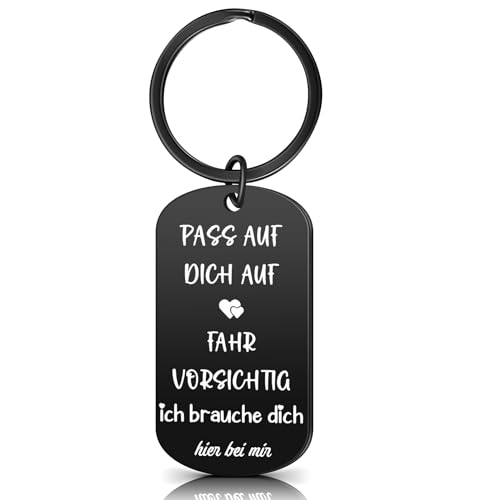 Otuuz Schlüsselanhänger Pass auf Dich auf Fahr Vorsichtig Ich Liebe Dich Schlüsselanhänger mit Spruch Geschenk für Paare Geburtstag Jahrestag Führerschein Danke Valentinstag (Pass auf dich auf) von Otuuz