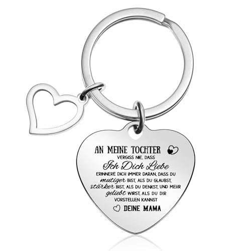 Otuuz Schlüsselanhänger Geschenk für Tochter von Eltern Herz Schlüsselanhänger mit Geschenkbox Geburtstagsgeschenk Aufmunterung Geschenk für Tochter von Mama und Papa von Otuuz