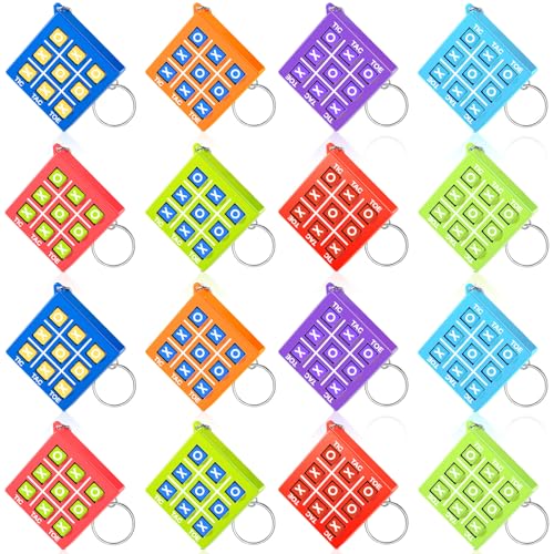 Otuuz Tic Tac Toe Schlüsselanhänger für Kinder im Alter von 8-12 Jahren Party Mitgebsel Kunststoff Tic Tac Toe Anhänger für Mini Rucksack Clip Geburtstag Mädchen (Helle Farbe, 16 Stück) von Otuuz