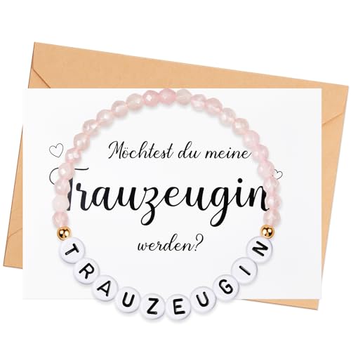 Otuuz Brautjungfer Fragen Geschenk inklusive Stretch Brautjungfer Armband Möchtest Du Meine Brautjungfer Werden Karte mit Umschlag Trauzeugin Geschenk Braut für Hochzeit Schmuck (Einfach) von Otuuz