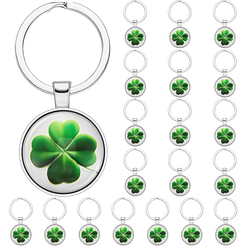 Otuuz Vierblättriges Kleeblatt Schlüsselanhänger Klee Schlüsselanhänger 3 cm Metall Glücksklee Schlüsselanhänger Glücksbringer Glückskleeblatt Geschenk zum Einzug Neuer Job Viel Glück (20 Stück) von Otuuz