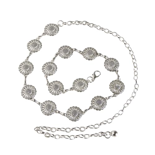 Damen-Gürtelkette, Modeschmuck, Gänseblümchen, Körperschmuck, Metall, rund, Gürtel, Kette, Dekoration für Kleid, 110cm, Zinklegierung, Zinklegierung von OuLi Store