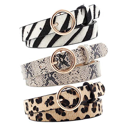 OuLi Store® 3PCS Damen Feinschlangenmustergürtel mit Schnalle für Jeans Kleid Kleiner Damengürtel Dünner Ledergürtel 105CM von OuLi Store