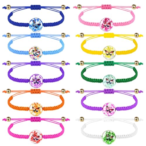 10 Stück Freundschaftsarmbänder Kinder Mädchen Mitgebsel Kindergeburtstag 6 7 8 9 10 11 Jahre, Weihnachten kleinigkeiten für Adventskalender Schultütefüllung Geflochten Bunte Blumen Verstellbare von OuMaiFeng