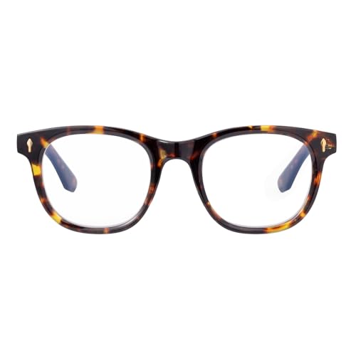 OuShiun Blaulichtblockierende Lesebrille, Modische Lesebrille für Damen und Herren mit Federscharnier, Bequeme Quadratische Lesebrille mit UV-Schutz (Schildpatt 2,5+) von OuShiun
