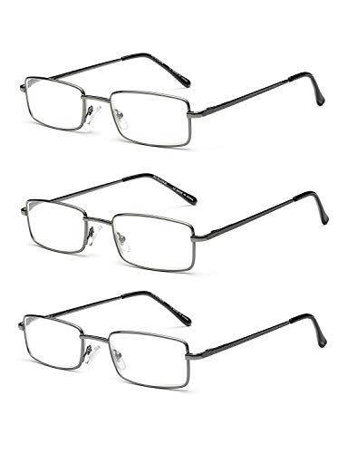 OuShiun Lesebrille für Herren Blaulichtblockierende Metallrahmen Computerlesegeräte Anti-Augenbelastung/UV/Blendung(Gunmetal grau,2,0) von OuShiun