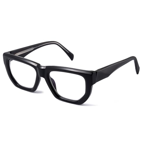 OuShiun Lesebrille mit Blaulichtfilter, Modischer Rahmen mit Federscharnier, Bequeme Lesebrille für Männer und Frauen, Schwarz von OuShiun
