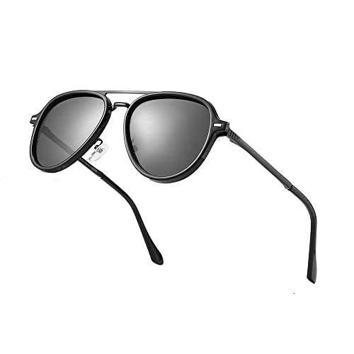 OuShiun Polarisierte Sonnenbrille Pilotenbrille für Herren Damen Klassisch Metall Rahmen Unisex UV 400 Schutz(Schwarz) von OuShiun