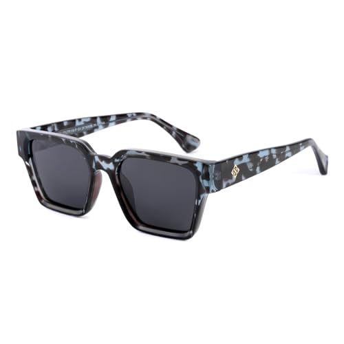 OuShiun Sonnenbrille für Herren, UV400-Schutz, blendfrei, Unisex, klassischer rechteckiger Rahmen, für Reisen, Fahren, Angeln (blaue Schildkröte) von OuShiun