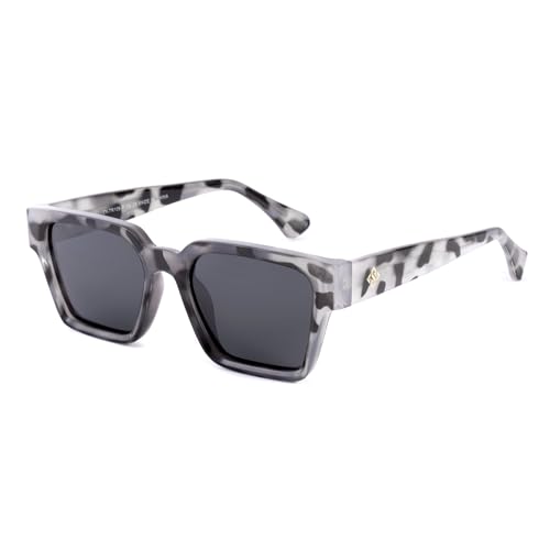 OuShiun Sonnenbrille für Herren, UV400-Schutz, blendfrei, Unisex, klassischer rechteckiger Rahmen, für Reisen, Fahren, Angeln (schwarz-weiße Schildkröte) von OuShiun