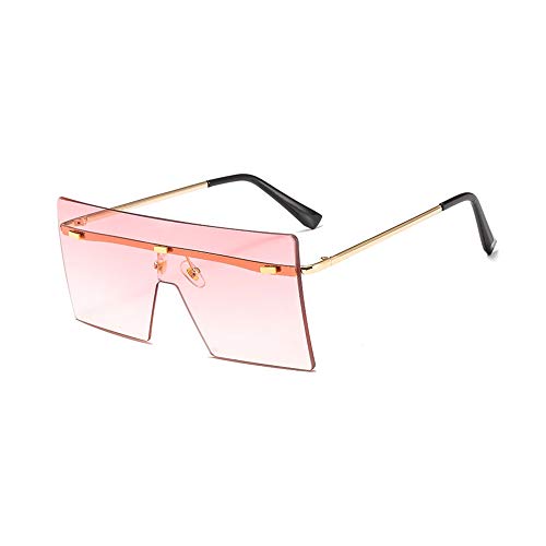 OuShiun Square Oversized Randlose Sonnenbrille Retro Fashion Flat Top Big Shades Für Damen Herren UV Schutz (Rosa) von OuShiun