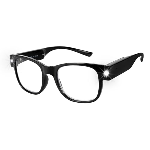 OuShiun USB Wiederaufladbare Led Lesebrille Smart Beleuchtete Brille für Herren Damen (Schwarz, 2.5X) von OuShiun