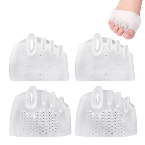 Zehentrenner aus Silikon, Mittelfußpolster, Zehentrenner für überlappende Zehen, Gel-Zehentrenner, Yoga-Zehen, Ballenfußkissen, weiche Zehenspreizer, Damen, Fußkorrektur (transparente Farbe), 2 Paar von OuXing
